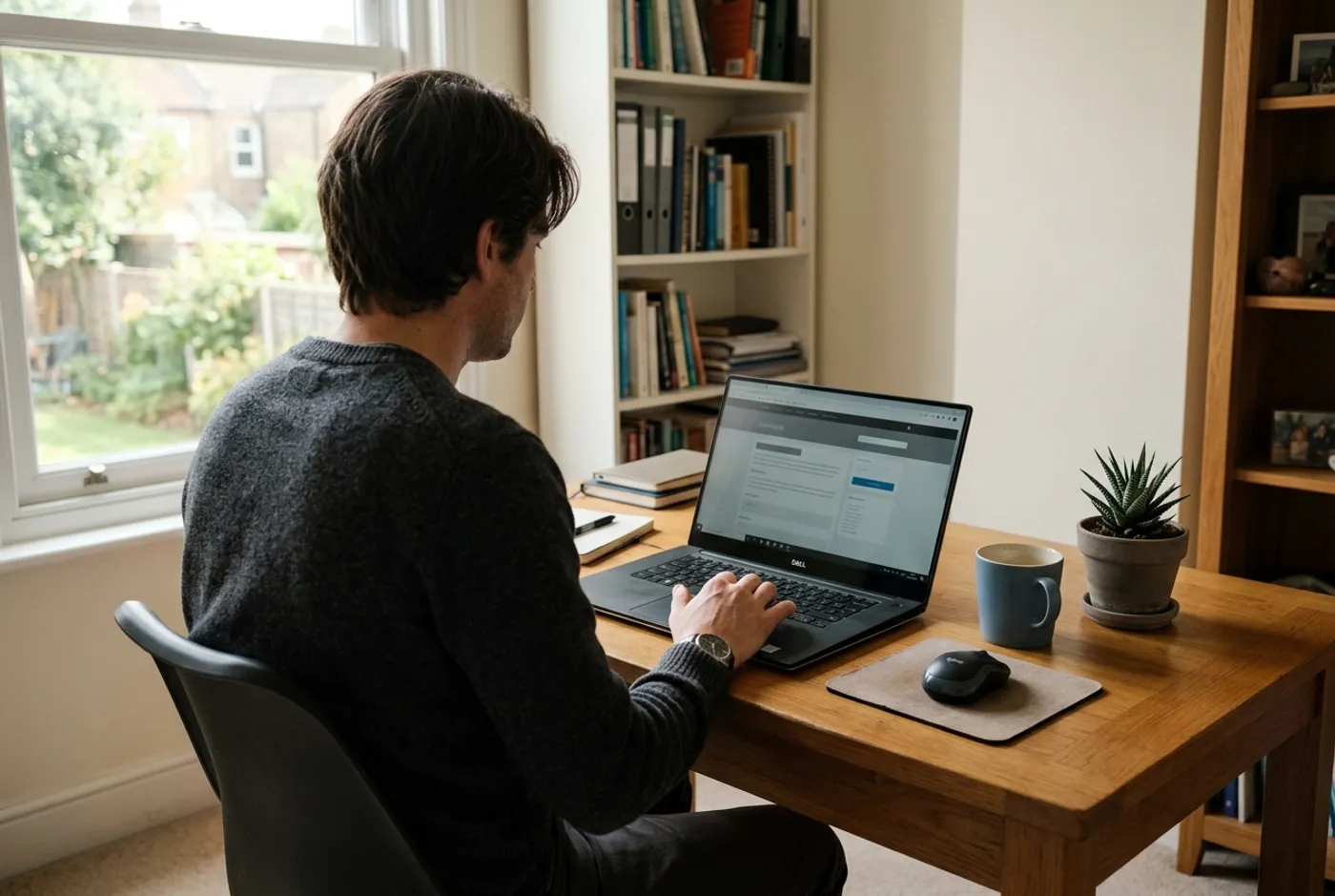 Bezoeker bekijkt een website op een laptop